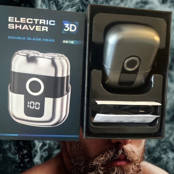 Mini Rotary Twin Blade Electric Shaver for Men Portable Waterproof Face Shaver with Type-C Charging Household & Outdoor Use