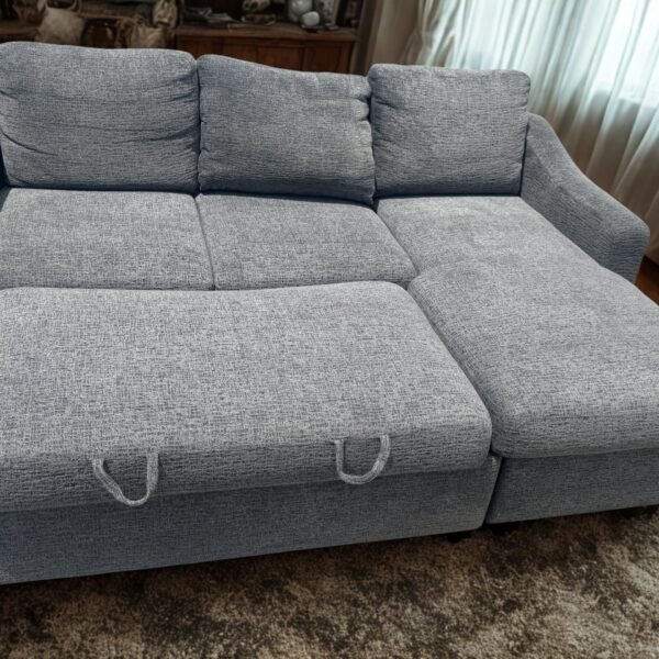 Coddle Cameron Convertible Sofa with Reversible Chaise and Storage, Gray