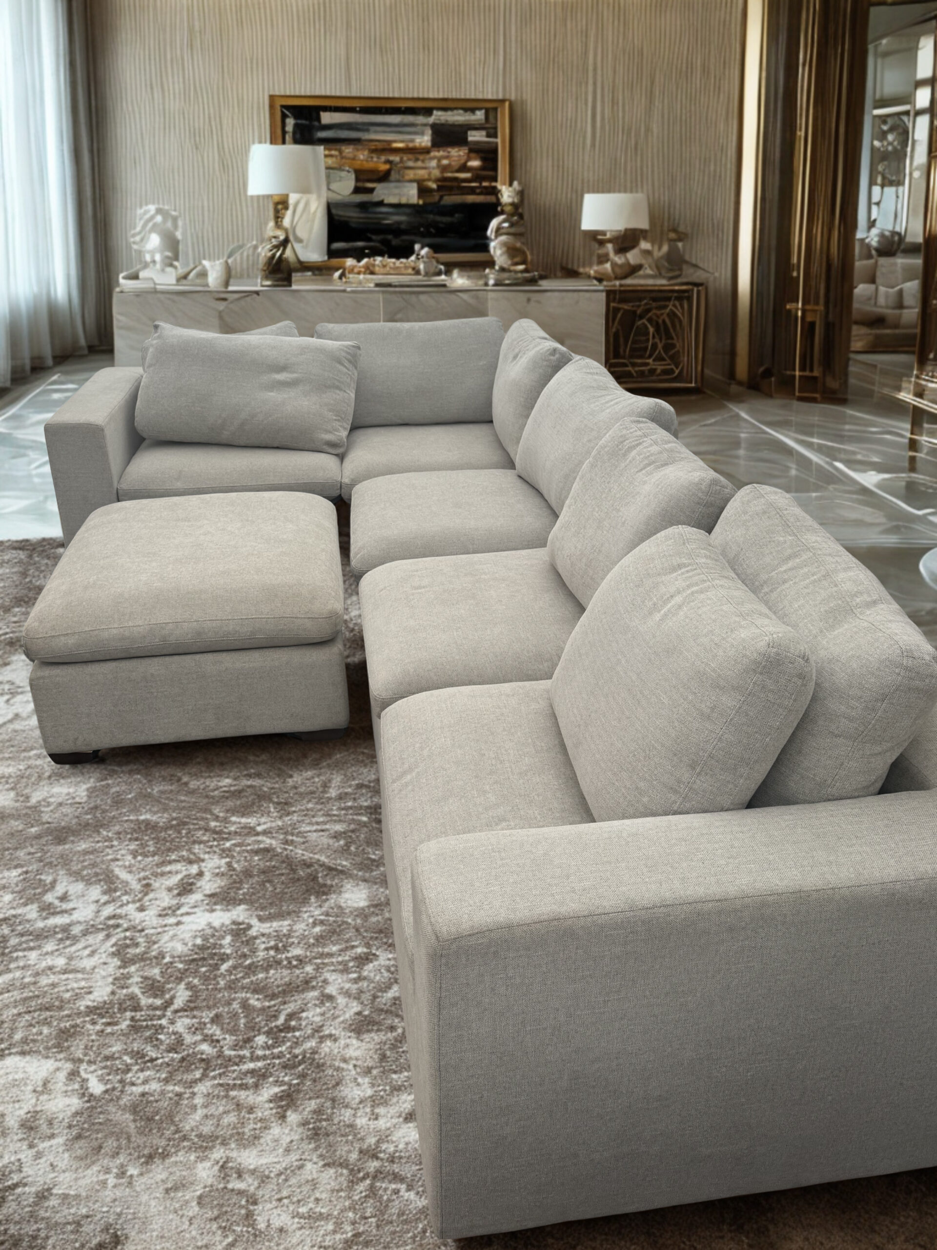IMG_8197 homasville Tisdale Modular Sectional 6-piece Beige with Storage Ottoman Item 1783045 - Image 1
