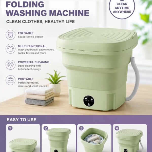 9-liter Mini Portable Folding Washing Machine, Equipped with Fully Automatic, Semiautomatic, Rotary Drying