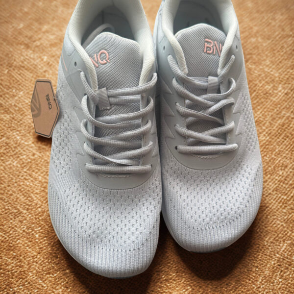 Women's Lightweight White Mesh Walking Sneakers – Comfortable Lace-Up Casual Athletic Shoes